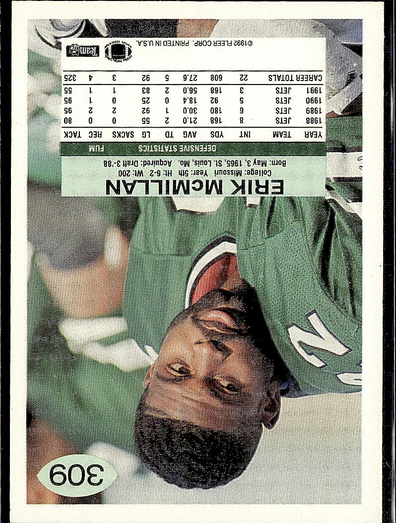 1992 Fleer #309 Erik McMillan