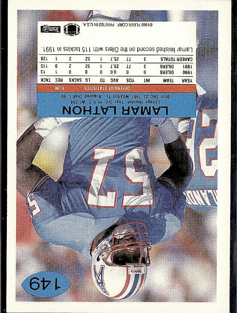 1992 Fleer #149 Lamar Lathon