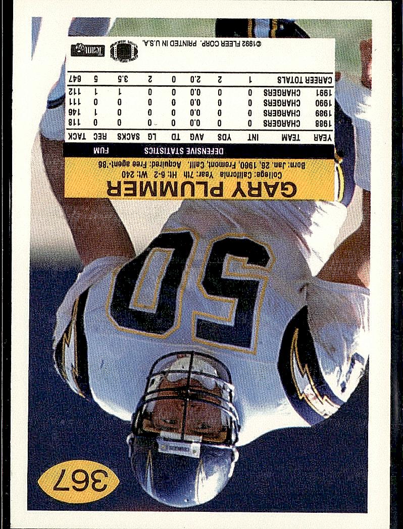 1992 Fleer #367 Gary Plummer