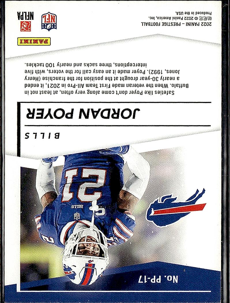 2022 Panini Prestige #PP-17 Jordan Poyer Prestigious Pros