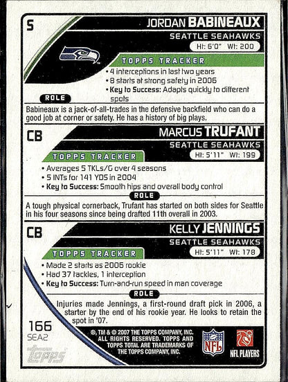 2007 Topps Total #166 Marcus Trufant / Jordan Babineaux / Kelly Jennings