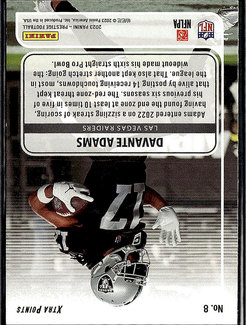 2023 Panini Prestige #8 Davante Adams For the Record