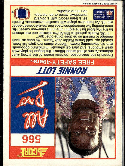 1990 Score #566 Ronnie Lott