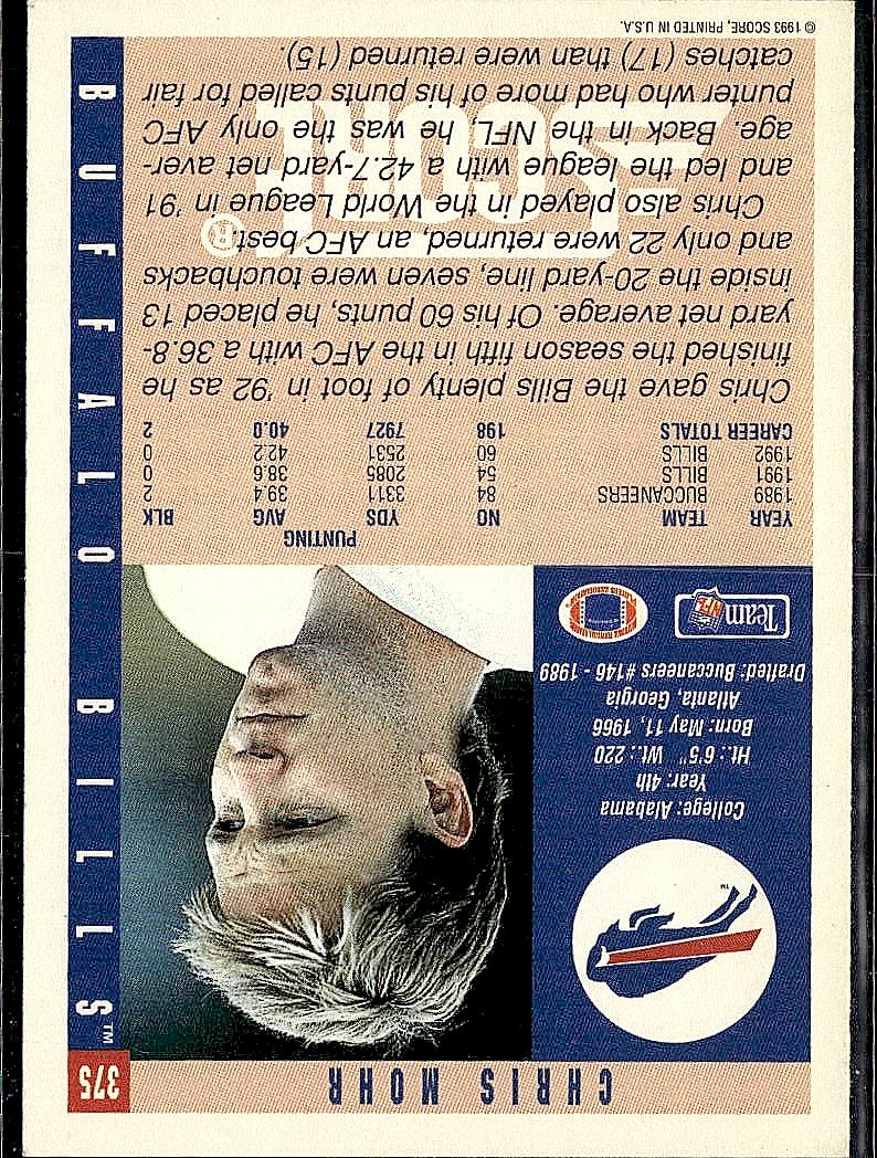 1993 Score #375 Chris Mohr
