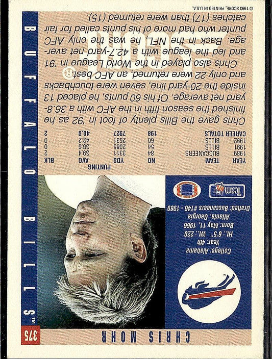 1993 Score #375 Chris Mohr