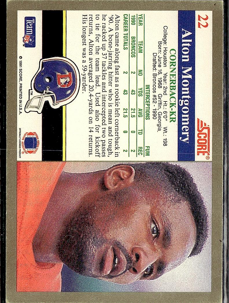1991 Score #22 Alton Montgomery