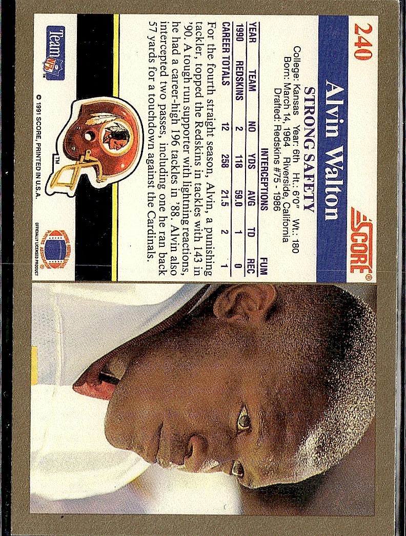1991 Score #240 Alvin Walton