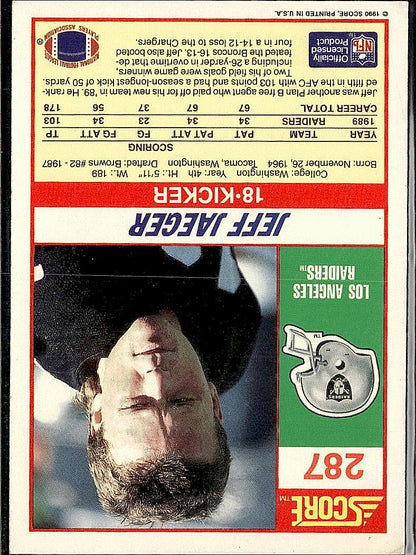 1990 Score #287 Jeff Jaeger