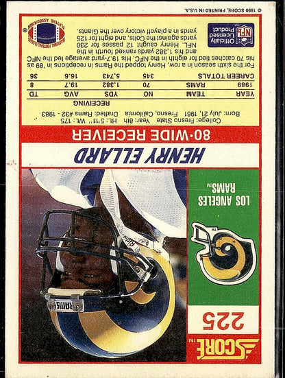 1990 Score #225 Henry Ellard
