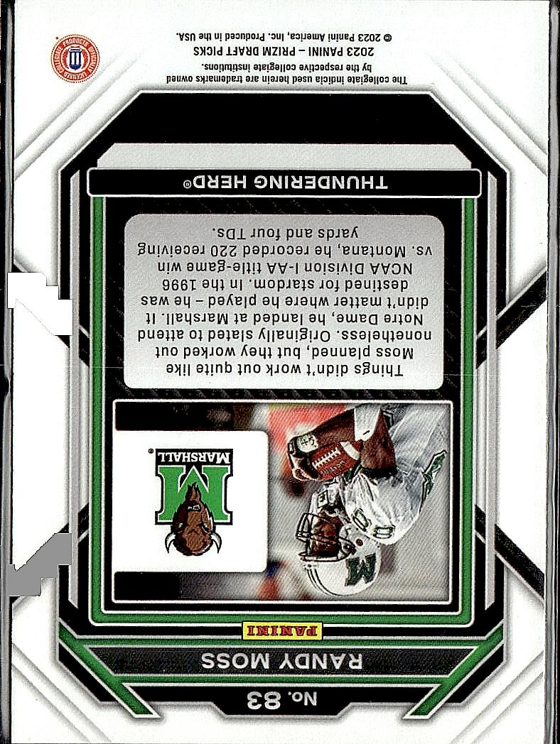 2023 Panini Prizm Draft Picks #83 Randy Moss