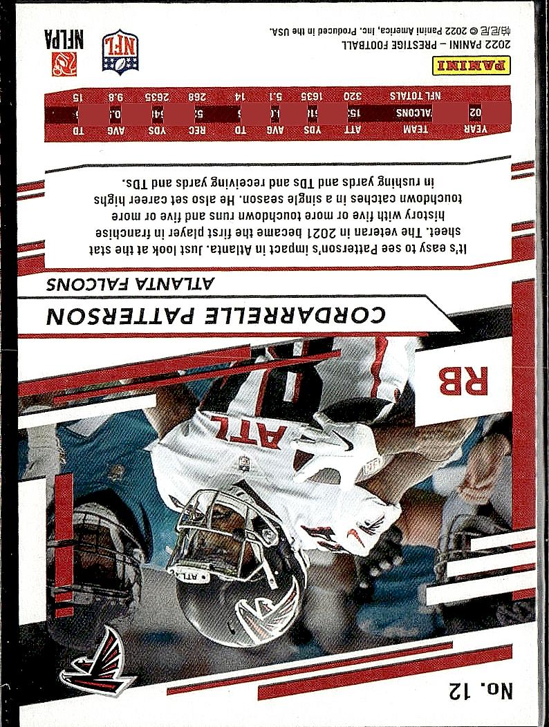 2022 Panini Prestige #12 Cordarrelle Patterson
