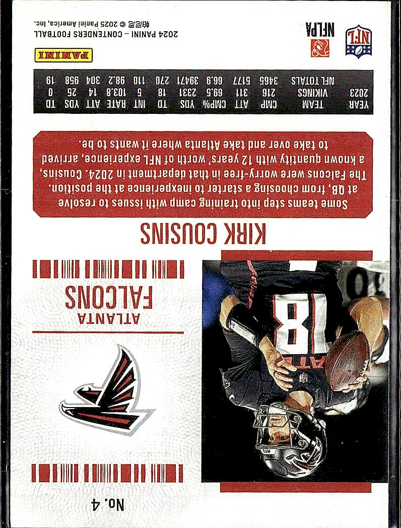 2024 Panini Contenders #4 Kirk Cousins Retail
