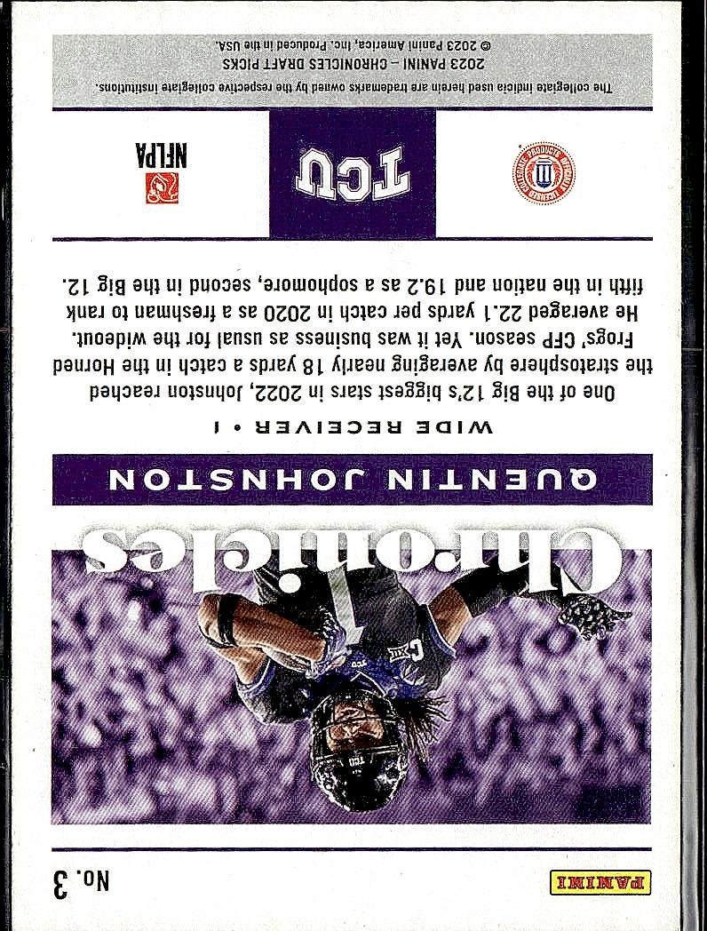 2023 Panini Chronicles Draft Picks #3 Quentin Johnston