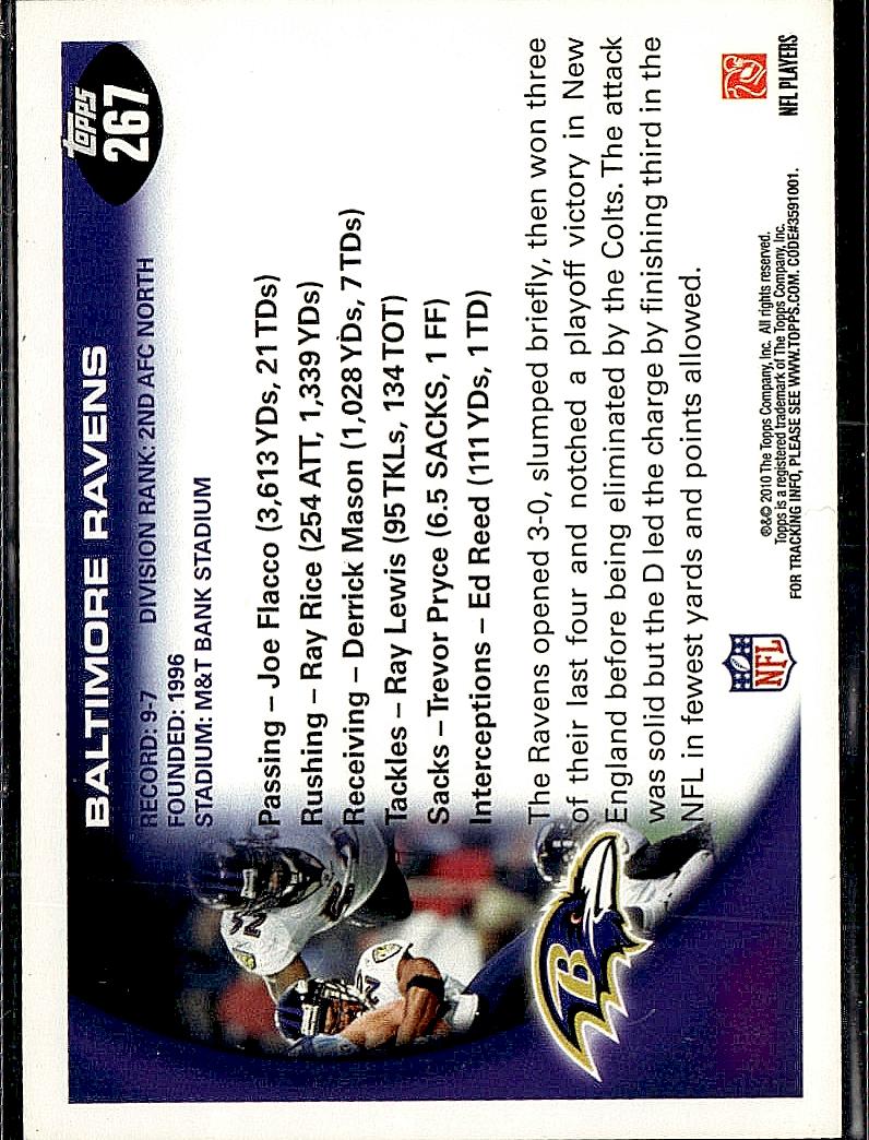 2010 Topps #267 Baltimore Ravens
