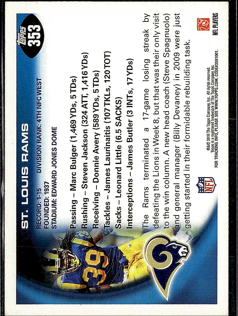 2010 Topps #353 St. Louis Rams