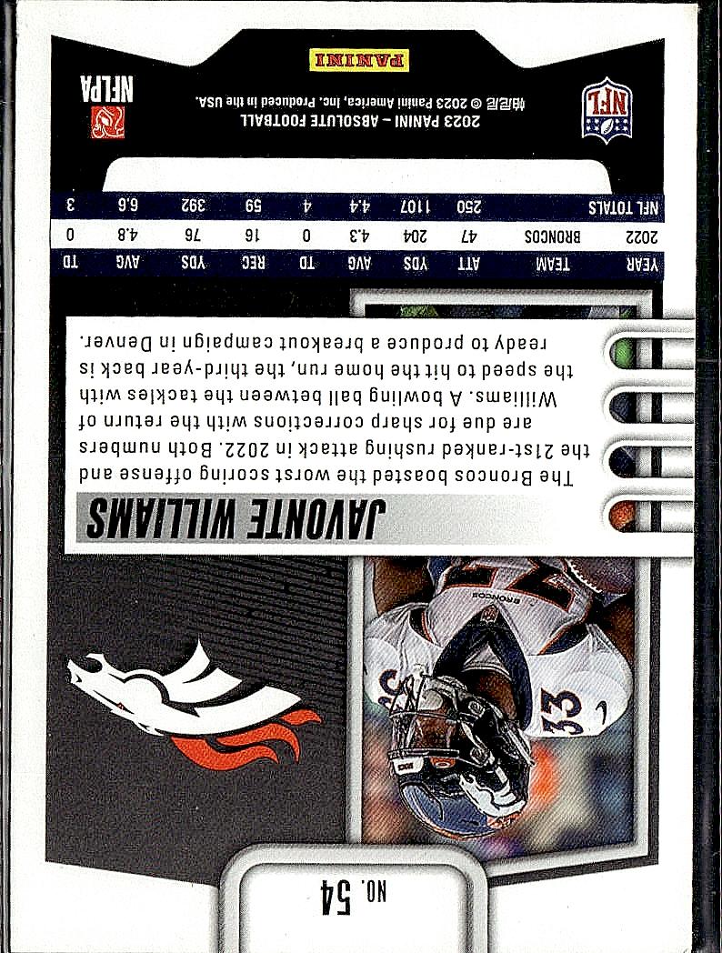 2023 Panini Absolute #54 Javonte Williams Retail
