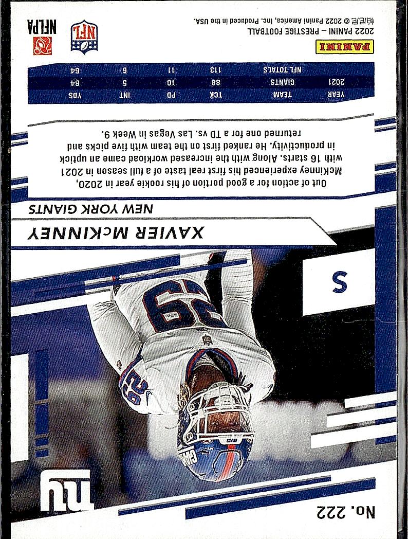 2022 Panini Prestige #222 Xavier McKinney