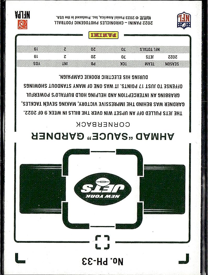 2022 Panini Chronicles #PH-33 Ahmad "Sauce" Gardner Photogenic