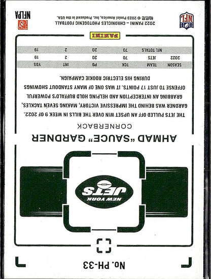 2022 Panini Chronicles #PH-33 Ahmad "Sauce" Gardner Photogenic