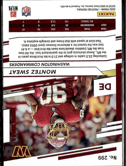 2022 Panini Prestige #299 Montez Sweat