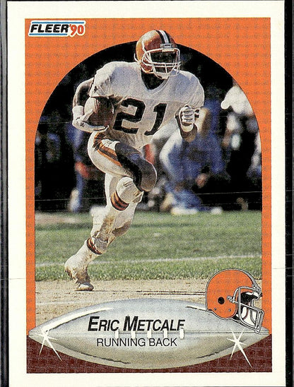 1990 Fleer #55b Eric Metcalf Right edge of A in AFC logo aligned with blue