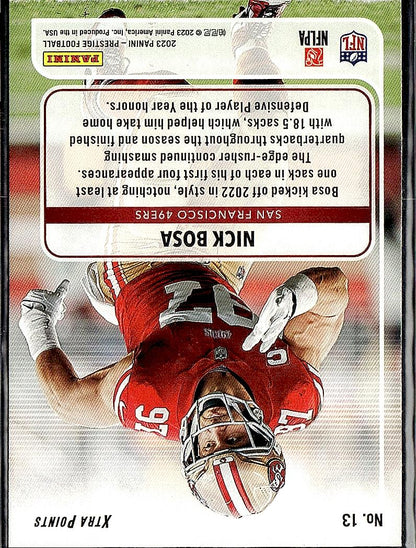 2023 Panini Prestige #13 Nick Bosa For the Record Xtra Points Blue #/249