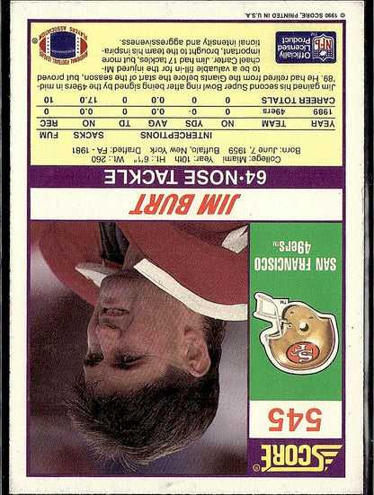 1990 Score #545 Jim Burt