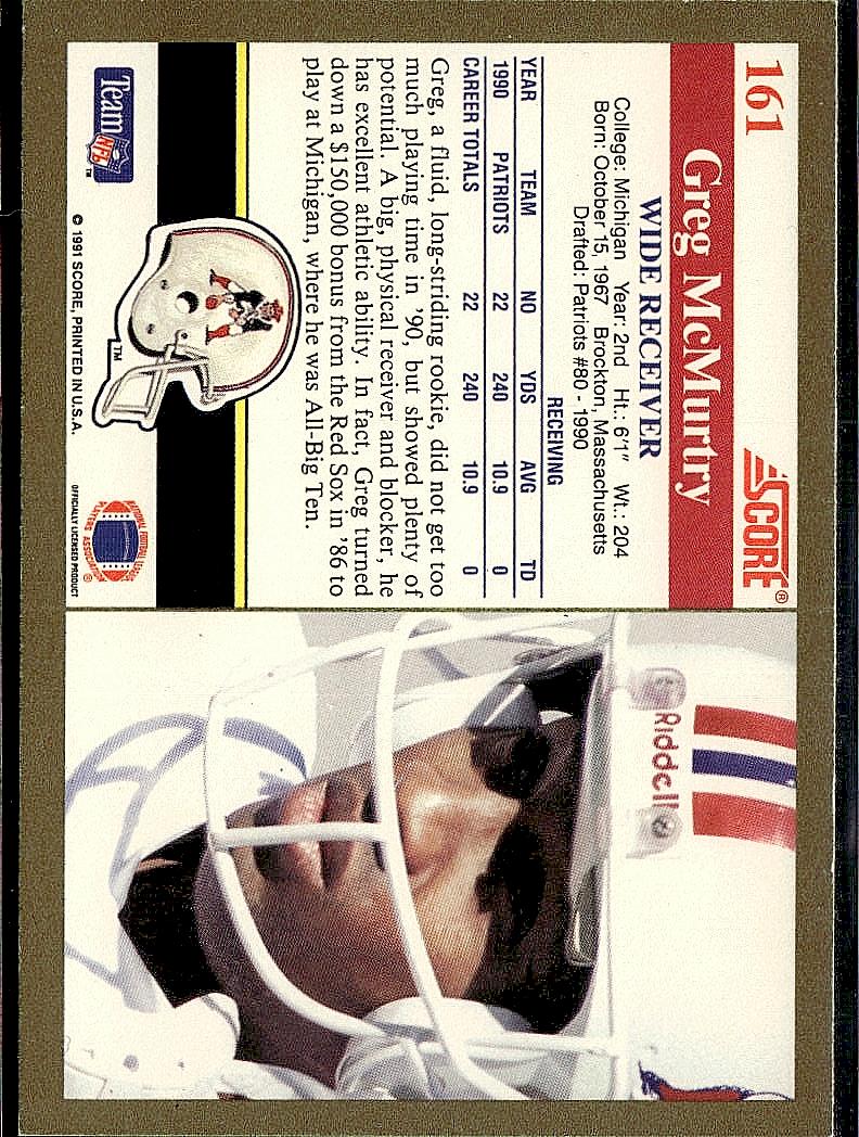 1991 Score #161 Greg McMurtry
