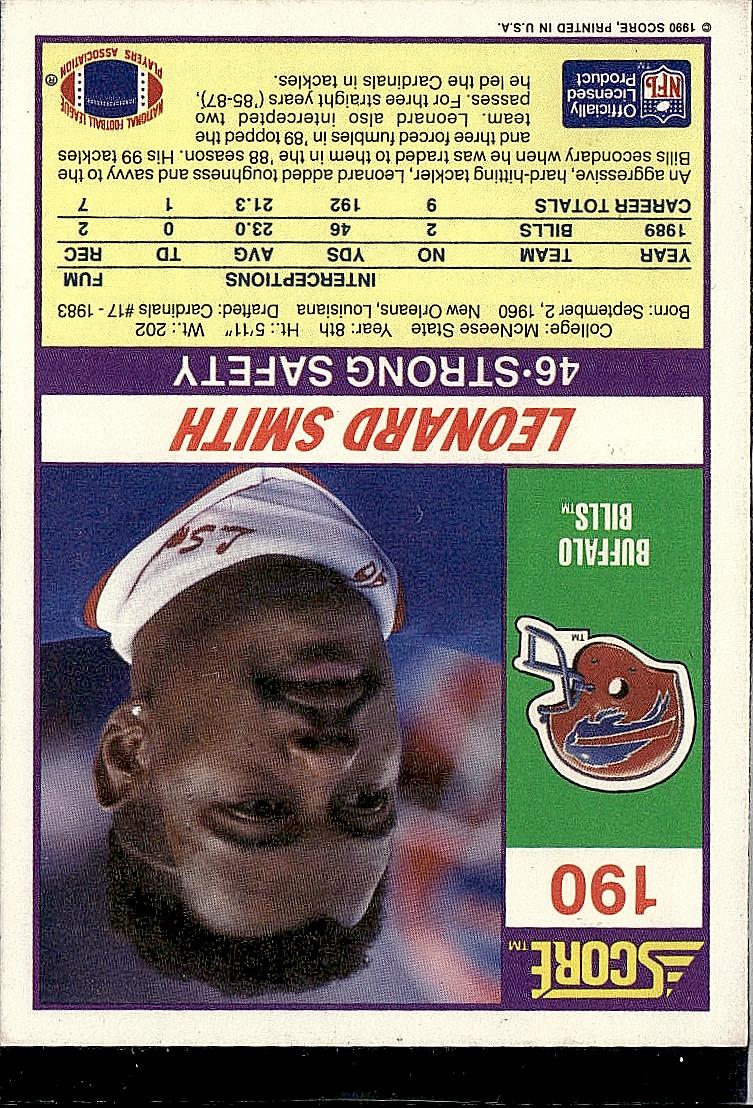 1990 Score #190 Leonard Smith