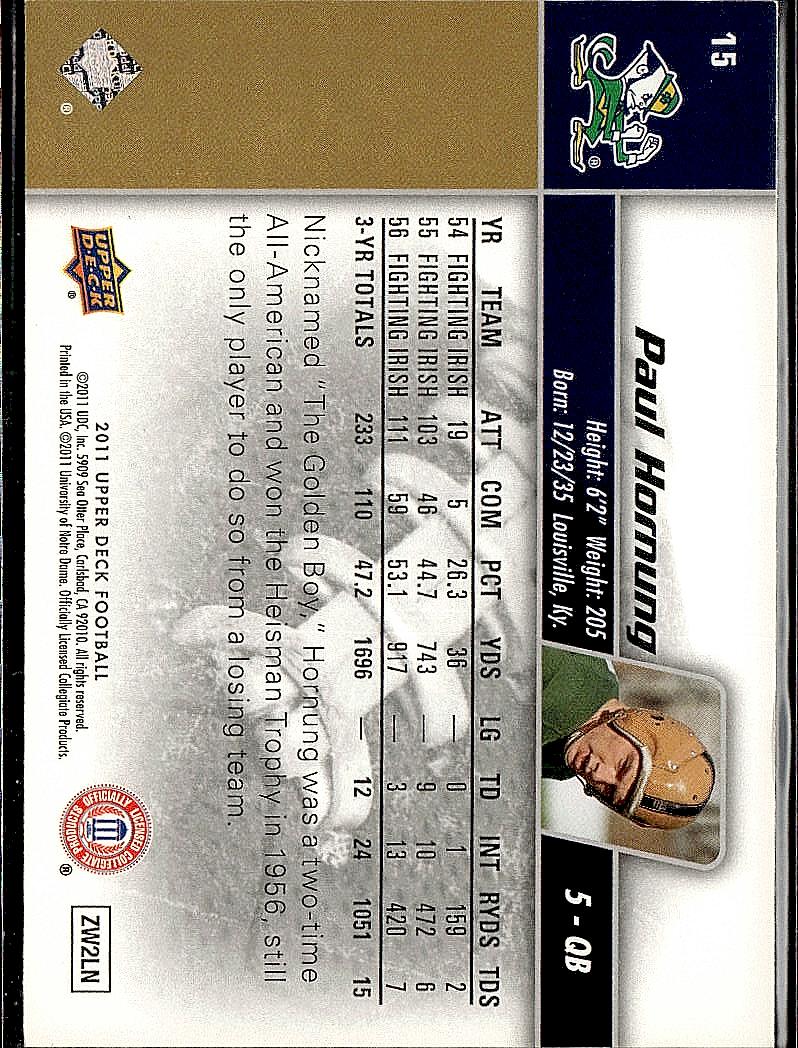 2011 Upper Deck #15 Paul Hornung