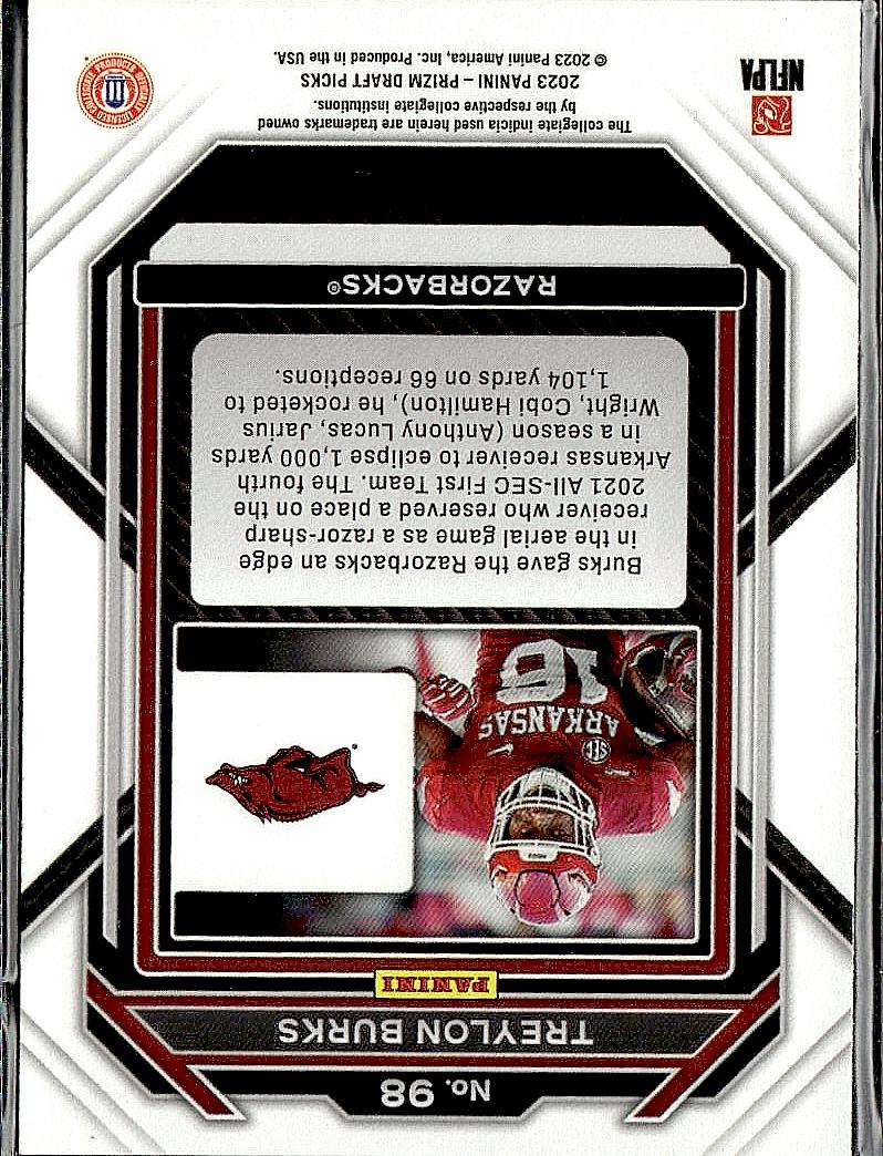 2023 Panini Prizm Draft Picks #98 Treylon Burks