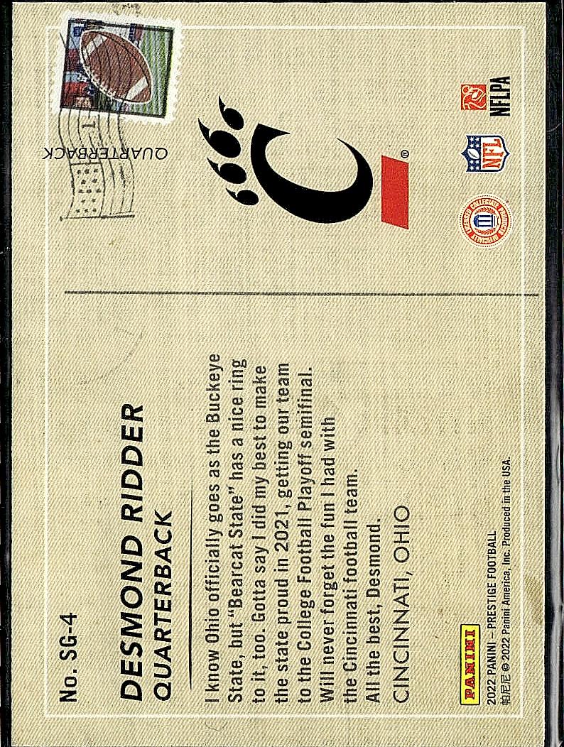2022 Panini Prestige #SG-4 Desmond Ridder Seasons Greetings