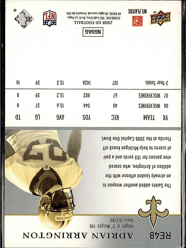 2008 Upper Deck Rookie Exclusives #RE48 Adrian Arrington