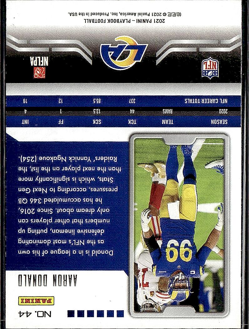 2021 Panini Playbook #44 Aaron Donald Orange