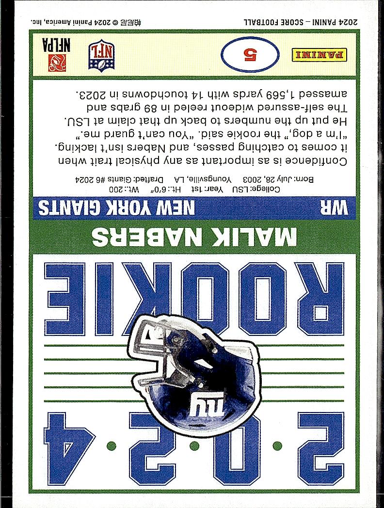 2024 Score #5 Malik Nabers 35th Anniversary Rookies