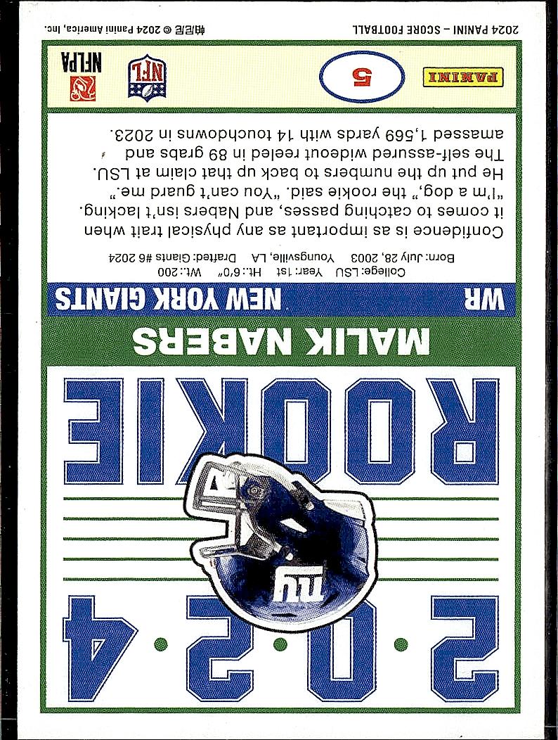 2024 Score #5 Malik Nabers 35th Anniversary Rookies