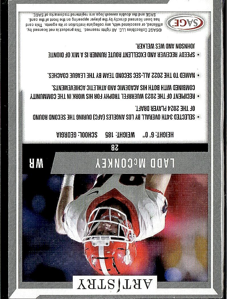 2024 SAGE Artistry #28 Ladd McConkey
