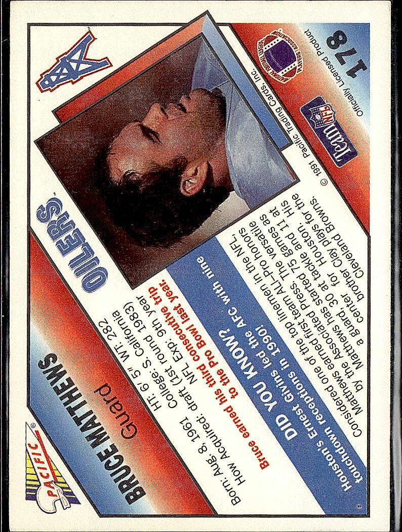 1991 Pacific #178 Bruce Matthews