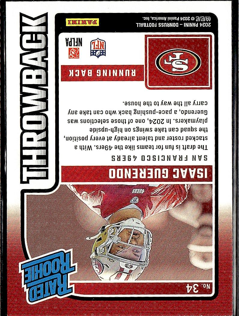 2024 Donruss #34 Isaac Guerendo Rated Rookies Throwback