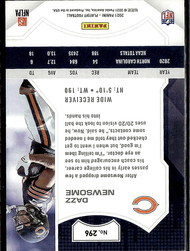 2021 Panini Playoff #296 Dazz Newsome Kickoff