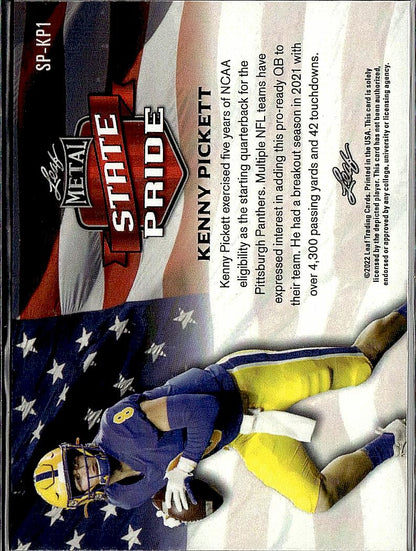 2022 Leaf Draft #SP-KP1 Kenny Pickett Metal State Pride Mojo Blue