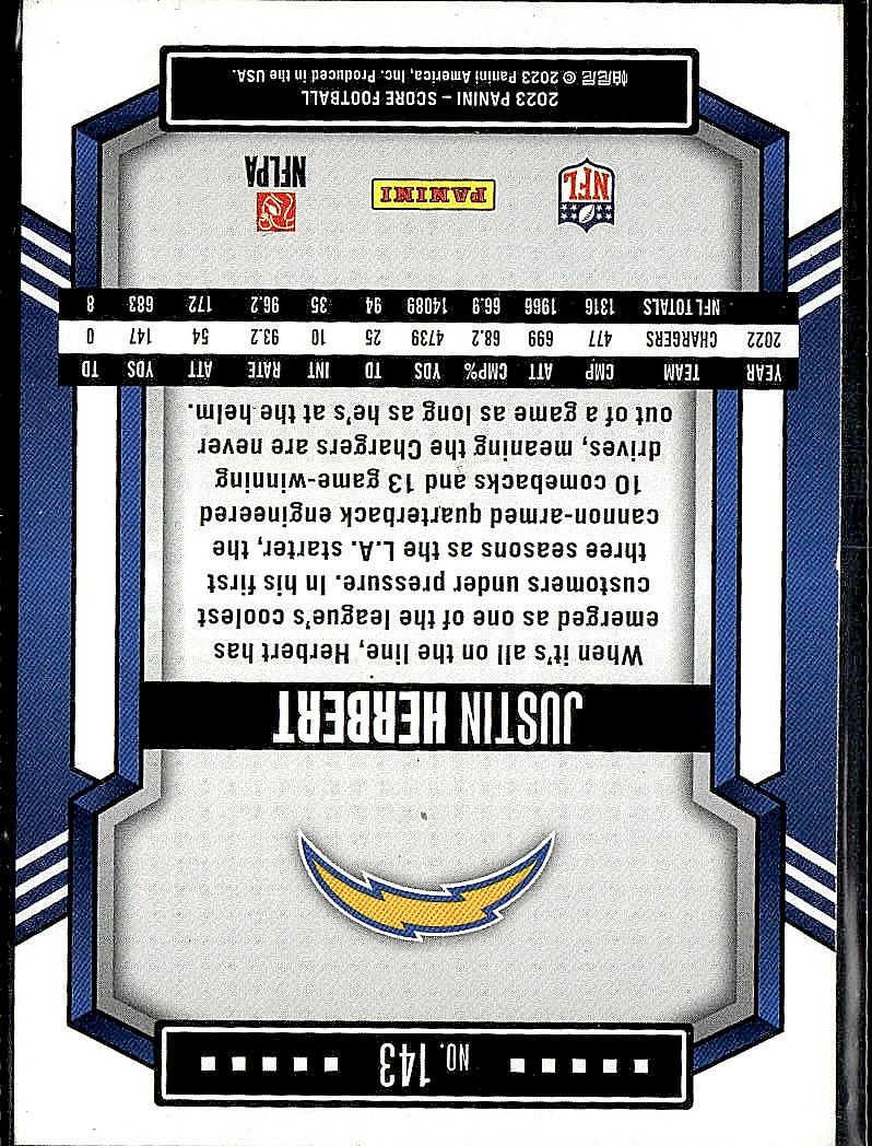 2023 Score #143 Justin Herbert Red