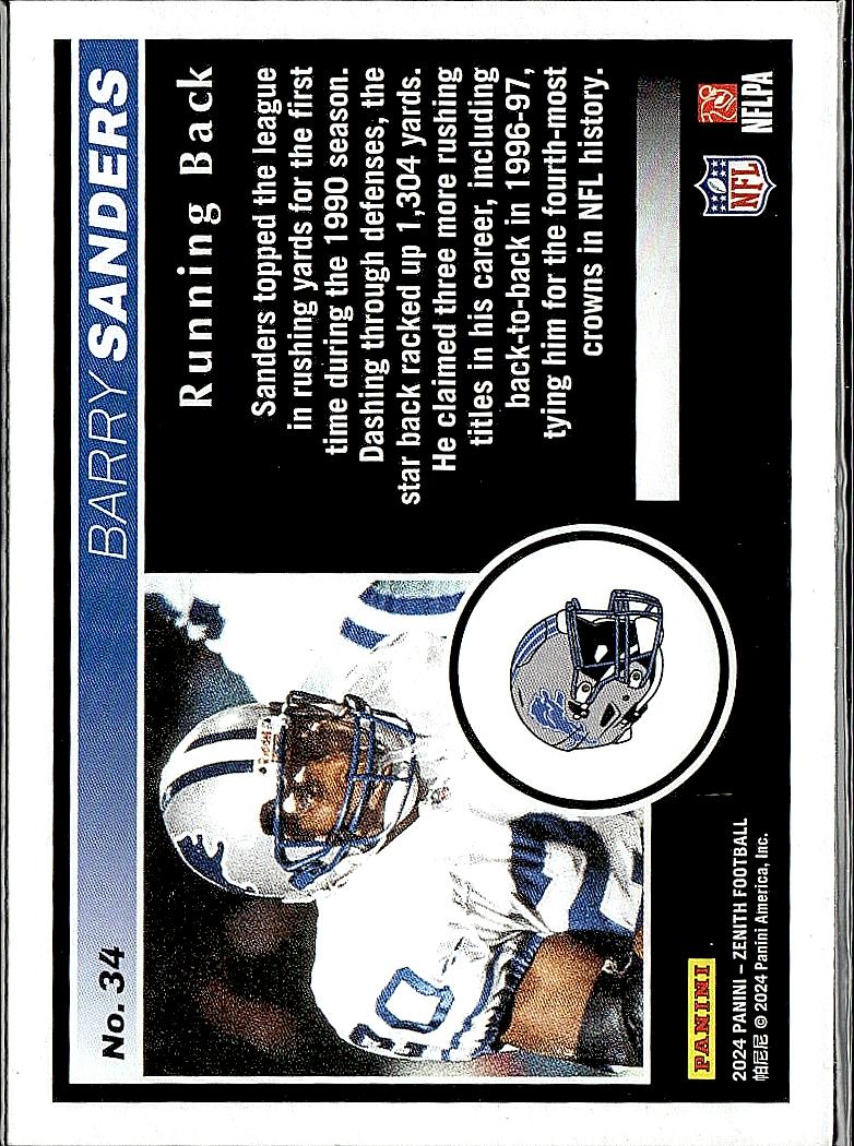 2024 Panini Zenith #34 Barry Sanders Retail