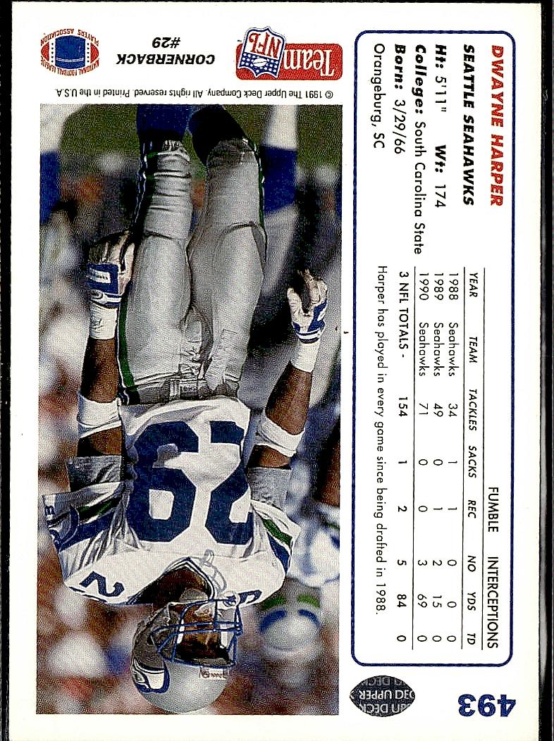 1991 Upper Deck #493 Dwayne Harper