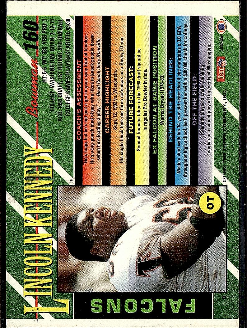 1993 Bowman #160 Lincoln Kennedy