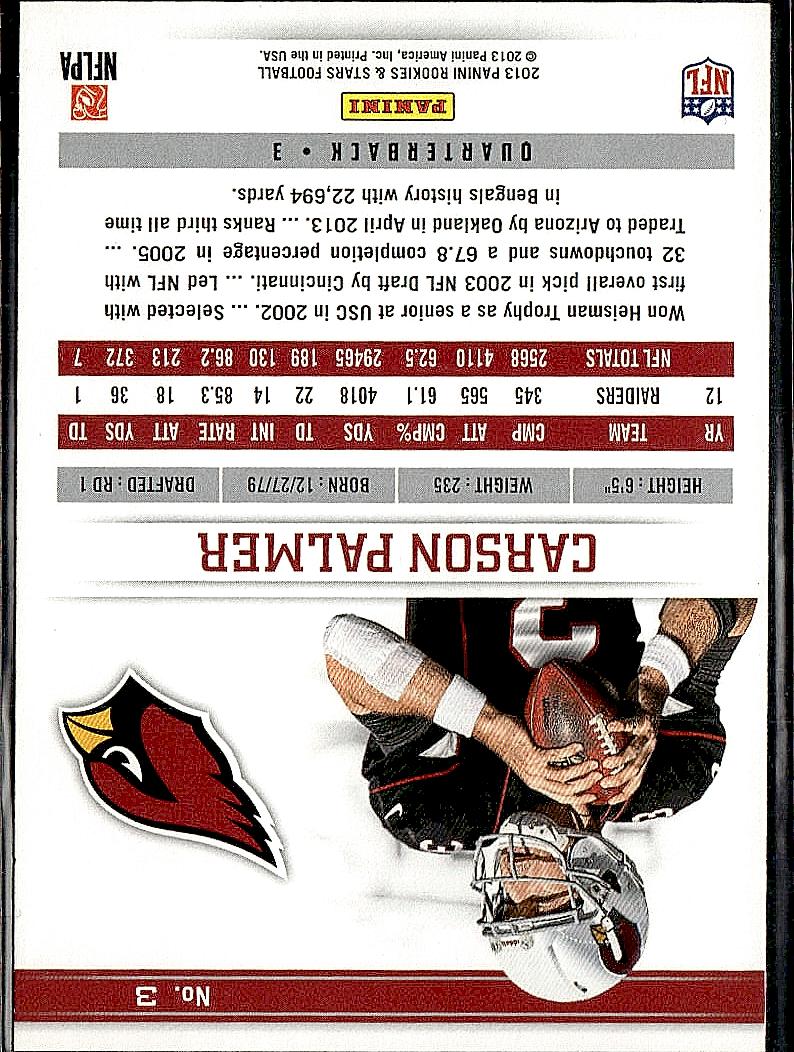 2013 Panini Rookies & Stars #3 Carson Palmer