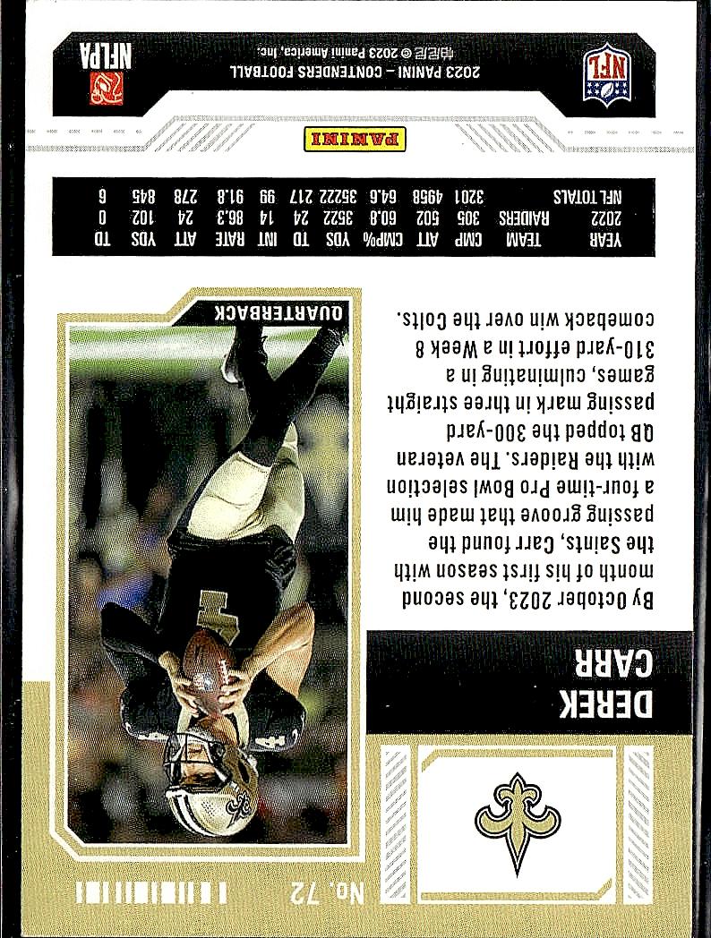 2023 Panini Contenders #72 Derek Carr Season Ticket Retail