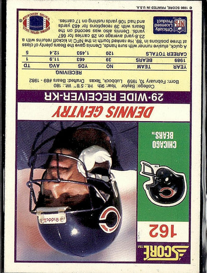 1990 Score #162 Dennis Gentry
