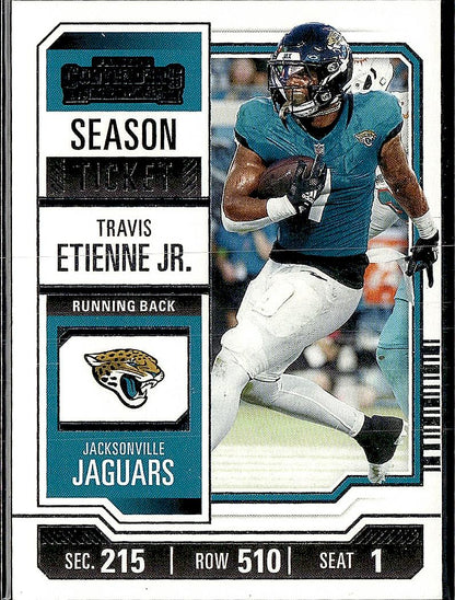 2023 Panini Contenders #47 Travis Etienne Jr. Season Ticket Retail
