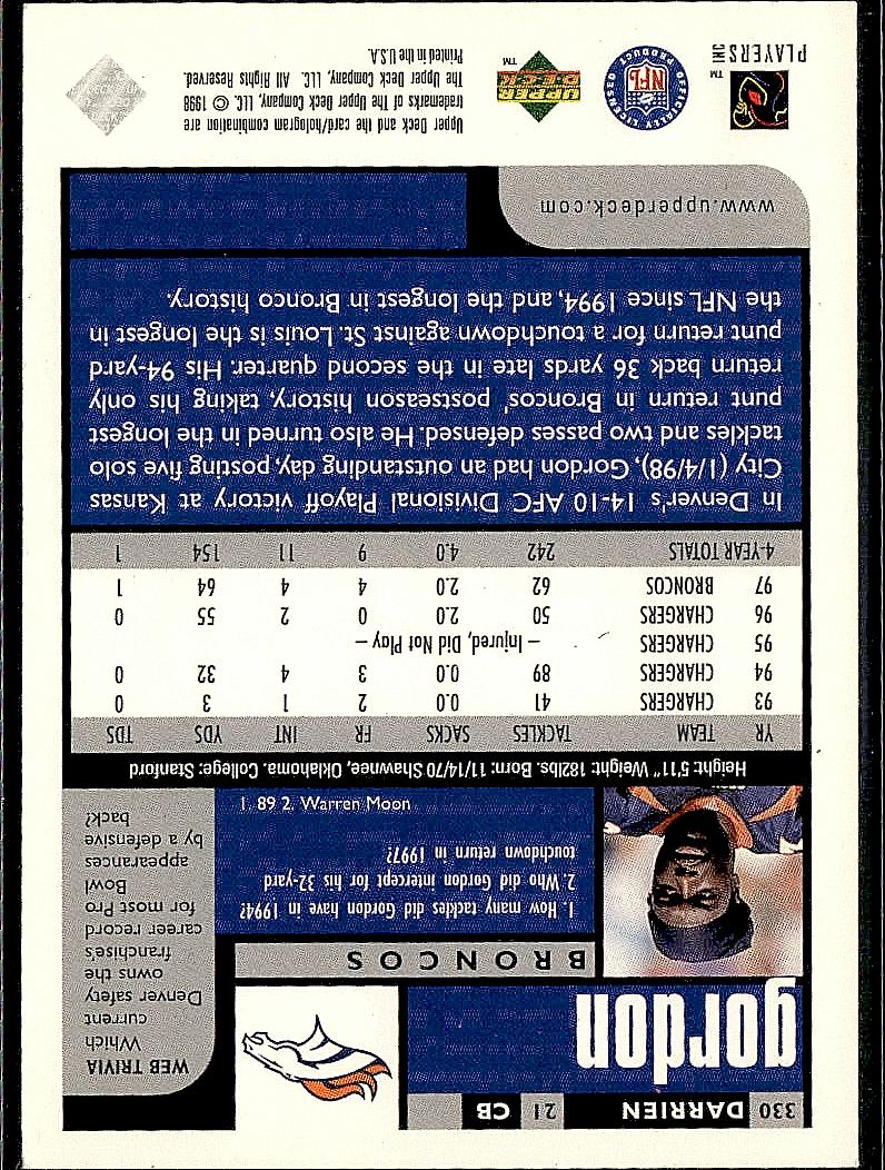 1998 UD Choice #330 Darrien Gordon